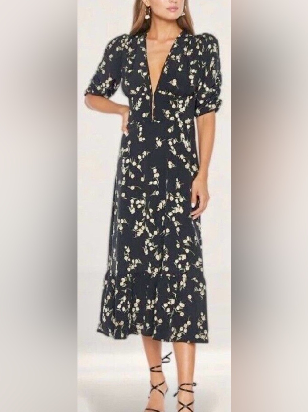 Flynn Skye Black Floral Midi Dress